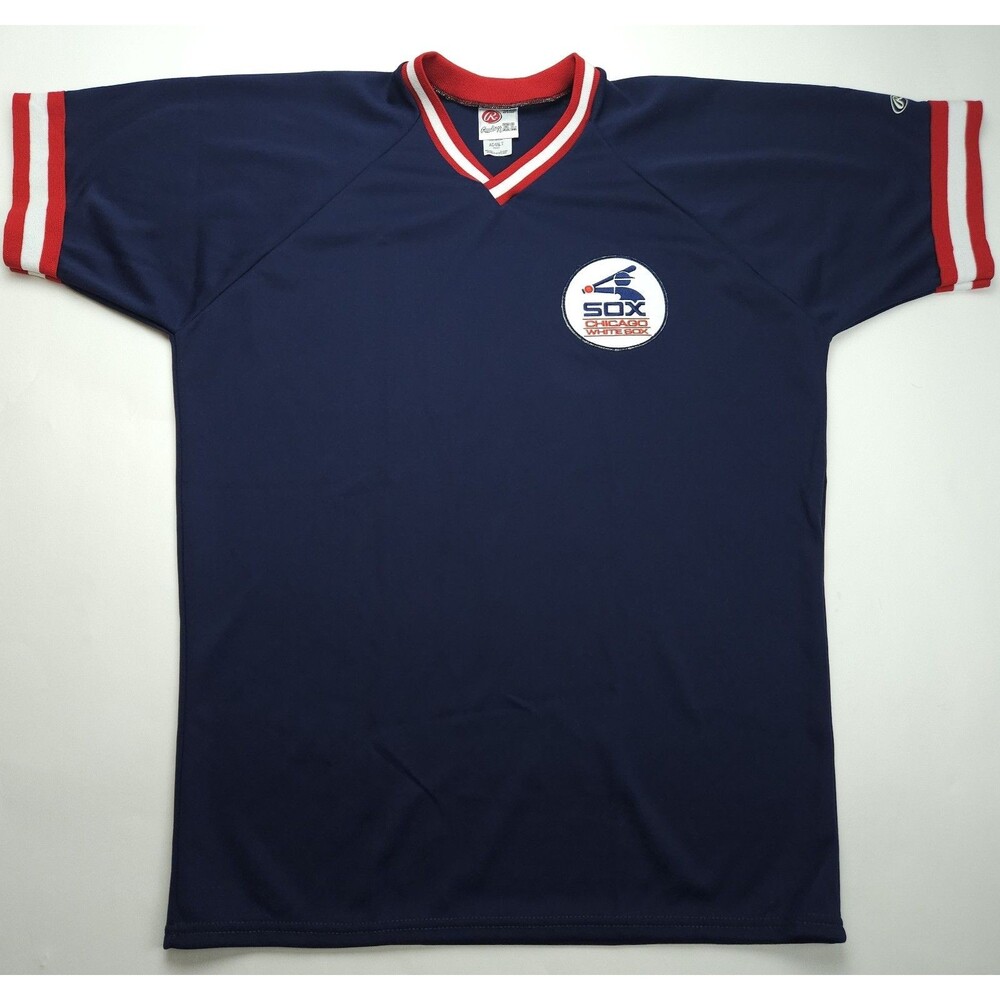 VTG 80's Rawlings XL Chicago White Sox baseball Jersey V-neck Batting MLB